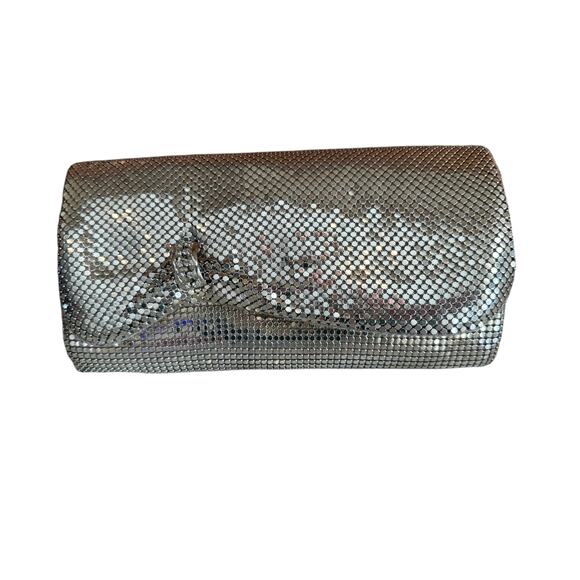 Vintage Metallic Silver Mesh Convertible Clutch Shoulder Bag - Picture 1 of 5